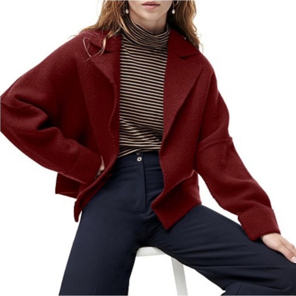 J.Crew Collection Maroon Oversized Open Sweater Blazer Size XS/S